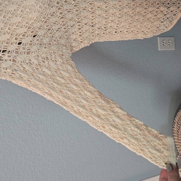 Vintage PACIFIC CONNECTIONS knit crochet sweater 90S Y2K One Size M/L Cream - Picture 14 of 16